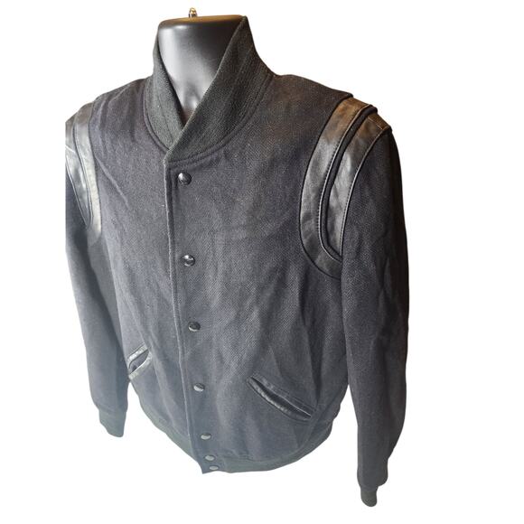 Saint Laurent Teddy Jacket Mens 52 Large Bomber Ribbed Collar Italy Paris Snap - Picture 9 of 16